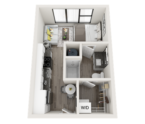 Chic studio apartment with walk-in closet  at Link Apartments® Montford, Charlotte, North Carolina